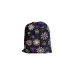 Shiny Winter Snowflake Abstract Christmas Cold Crystal December Drawstring Pouch (XS)