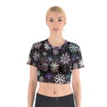 Shiny Winter Snowflake Abstract Christmas Cold Crystal December Cotton Crop Top