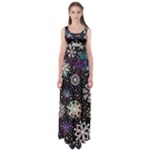 Shiny Winter Snowflake Abstract Christmas Cold Crystal December Empire Waist Maxi Dress