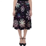 Shiny Winter Snowflake Abstract Christmas Cold Crystal December Classic Midi Skirt