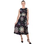 Shiny Winter Snowflake Abstract Christmas Cold Crystal December Midi Tie-Back Chiffon Dress