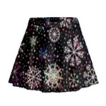 Shiny Winter Snowflake Abstract Christmas Cold Crystal December Mini Flare Skirt