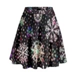 Shiny Winter Snowflake Abstract Christmas Cold Crystal December High Waist Skirt