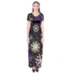 Shiny Winter Snowflake Abstract Christmas Cold Crystal December Short Sleeve Maxi Dress