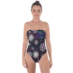 Shiny Winter Snowflake Abstract Christmas Cold Crystal December Tie Back One Piece Swimsuit