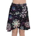 Shiny Winter Snowflake Abstract Christmas Cold Crystal December Chiffon Wrap Front Skirt