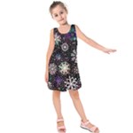 Shiny Winter Snowflake Abstract Christmas Cold Crystal December Kids  Sleeveless Dress