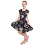 Shiny Winter Snowflake Abstract Christmas Cold Crystal December Kids  Short Sleeve Dress