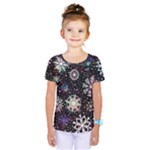 Shiny Winter Snowflake Abstract Christmas Cold Crystal December Kids  One Piece T-Shirt