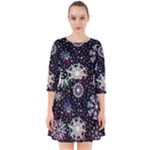 Shiny Winter Snowflake Abstract Christmas Cold Crystal December Smock Dress