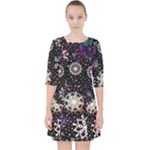 Shiny Winter Snowflake Abstract Christmas Cold Crystal December Quarter Sleeve Pocket Dress