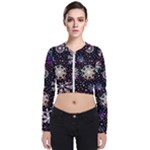 Shiny Winter Snowflake Abstract Christmas Cold Crystal December Long Sleeve Zip Up Bomber Jacket