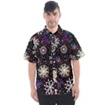 Shiny Winter Snowflake Abstract Christmas Cold Crystal December Men s Short Sleeve Shirt