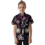 Shiny Winter Snowflake Abstract Christmas Cold Crystal December Kids  Short Sleeve Shirt