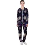 Shiny Winter Snowflake Abstract Christmas Cold Crystal December Casual Jacket and Pants Set