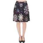 Shiny Winter Snowflake Abstract Christmas Cold Crystal December Velvet High Waist Skirt