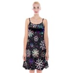 Shiny Winter Snowflake Abstract Christmas Cold Crystal December Spaghetti Strap Velvet Dress