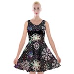 Shiny Winter Snowflake Abstract Christmas Cold Crystal December Velvet Skater Dress