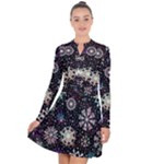 Shiny Winter Snowflake Abstract Christmas Cold Crystal December Long Sleeve Panel Dress