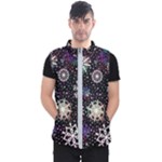 Shiny Winter Snowflake Abstract Christmas Cold Crystal December Men s Puffer Vest