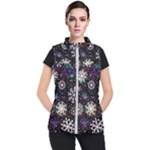 Shiny Winter Snowflake Abstract Christmas Cold Crystal December Women s Puffer Vest