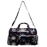 Shiny Winter Snowflake Abstract Christmas Cold Crystal December Sports Gym Duffle Bag with Shoe Compartment