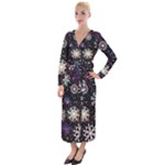 Shiny Winter Snowflake Abstract Christmas Cold Crystal December Velvet Maxi Wrap Dress