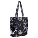 Shiny Winter Snowflake Abstract Christmas Cold Crystal December Everyday Shoulder Bag with Pouch Bag