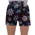 Shiny Winter Snowflake Abstract Christmas Cold Crystal December Sleepwear Shorts