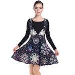 Shiny Winter Snowflake Abstract Christmas Cold Crystal December Plunge Pinafore Dress