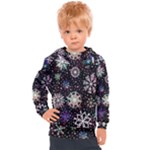 Shiny Winter Snowflake Abstract Christmas Cold Crystal December Kids  Hooded Pullover