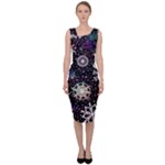 Shiny Winter Snowflake Abstract Christmas Cold Crystal December Sleeveless Pencil Dress