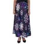 Shiny Winter Snowflake Abstract Christmas Cold Crystal December Flared Maxi Skirt