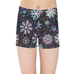 Shiny Winter Snowflake Abstract Christmas Cold Crystal December Kids  Sports Shorts