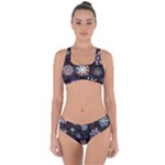 Shiny Winter Snowflake Abstract Christmas Cold Crystal December Criss Cross Bikini Set