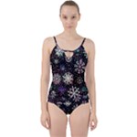 Shiny Winter Snowflake Abstract Christmas Cold Crystal December Cut Out Top Tankini Set