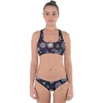 Shiny Winter Snowflake Abstract Christmas Cold Crystal December Cross Back Hipster Bikini Set