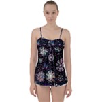 Shiny Winter Snowflake Abstract Christmas Cold Crystal December Babydoll Tankini Top