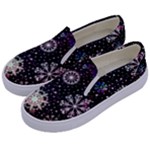 Shiny Winter Snowflake Abstract Christmas Cold Crystal December Kids  Canvas Slip Ons