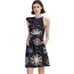 Shiny Winter Snowflake Abstract Christmas Cold Crystal December Cocktail Party Halter Sleeveless Dress With Pockets