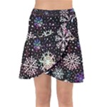 Shiny Winter Snowflake Abstract Christmas Cold Crystal December Wrap Front Skirt