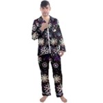 Shiny Winter Snowflake Abstract Christmas Cold Crystal December Men s Long Sleeve Satin Pajamas Set