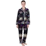 Shiny Winter Snowflake Abstract Christmas Cold Crystal December Women s Long Sleeve Satin Pajamas Set	