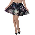 Shiny Winter Snowflake Abstract Christmas Cold Crystal December Velvet Skater Skirt