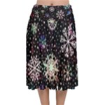 Shiny Winter Snowflake Abstract Christmas Cold Crystal December Velvet Flared Midi Skirt