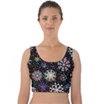 Shiny Winter Snowflake Abstract Christmas Cold Crystal December Velvet Crop Top