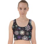 Shiny Winter Snowflake Abstract Christmas Cold Crystal December Velvet Racer Back Crop Top