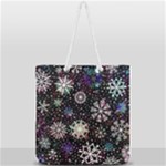 Shiny Winter Snowflake Abstract Christmas Cold Crystal December Full Print Rope Handle Tote (Large)