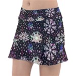 Shiny Winter Snowflake Abstract Christmas Cold Crystal December Classic Tennis Skirt