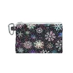 Shiny Winter Snowflake Abstract Christmas Cold Crystal December Canvas Cosmetic Bag (Small)